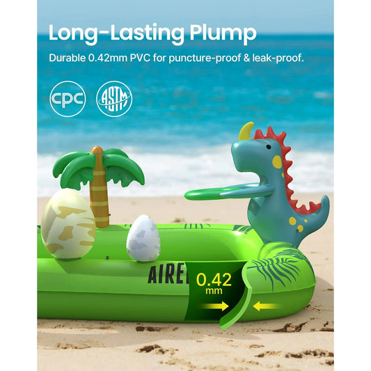 Dino Planet Inflatable Play Center, Airefina Kids Pool, 97"x76"x41" Summer Swim Blow up Kiddie Pool