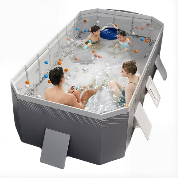 118in PVC Folding Inflatable Above-Ground Pool for 1-8 person,Fast Setup and Easy Fold