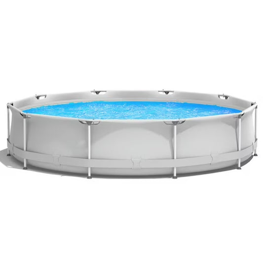 Kepooman Round Above Ground Swimming Pool With Pool Cover-Gray