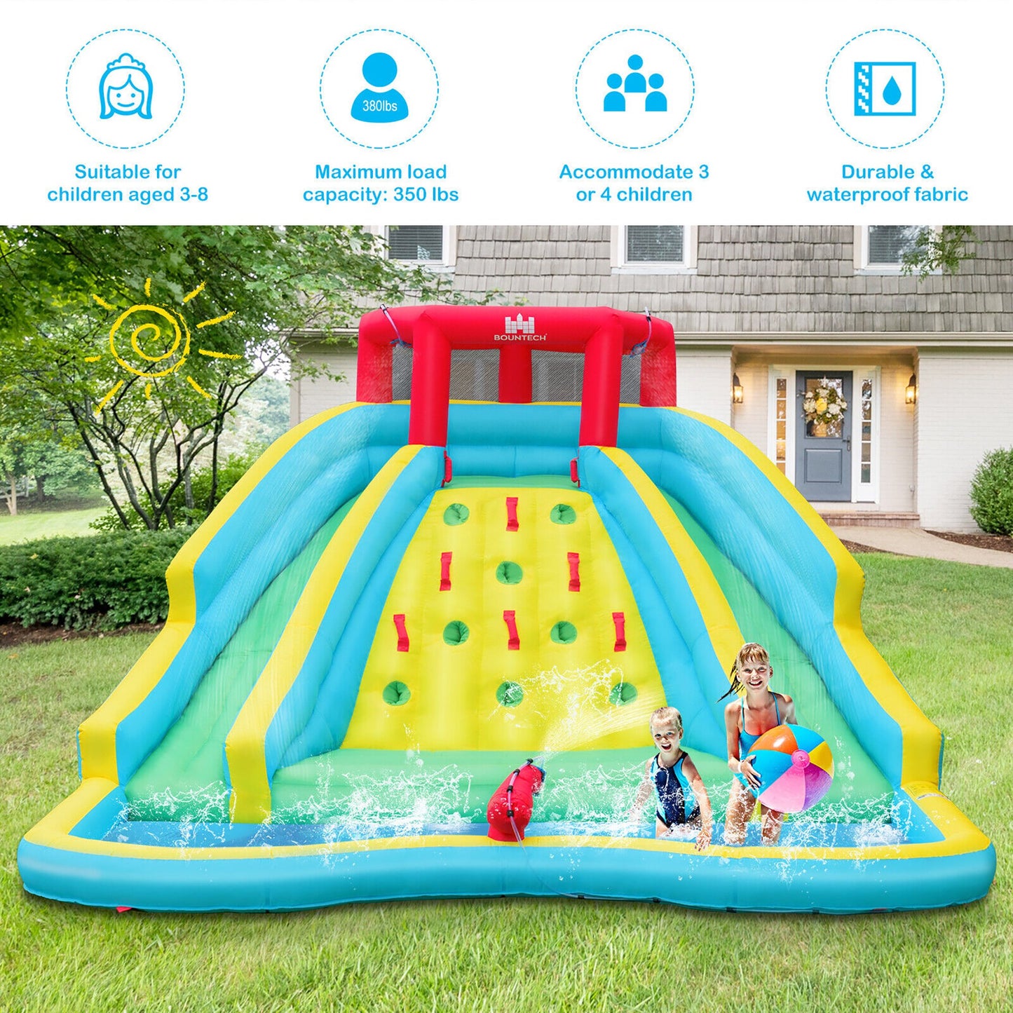 Inflatable Water Slide and Pool, Child Backyard Water Park