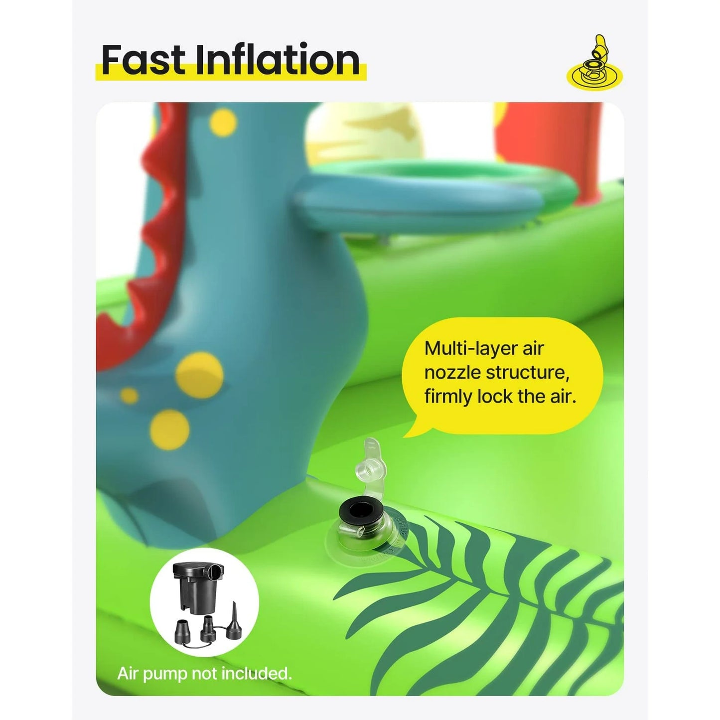 Dino Planet Inflatable Play Center, Airefina Kids Pool, 97"x76"x41" Summer Swim Blow up Kiddie Pool